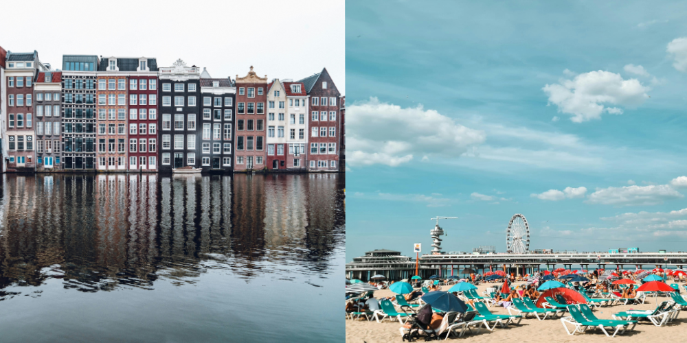 Two photos of Amsterdam and The Hague